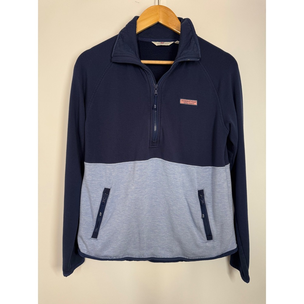 Vineyard Vines Dreamcloth Blue Colorblock Quarter Zip Pullover Sweatshirt Size S